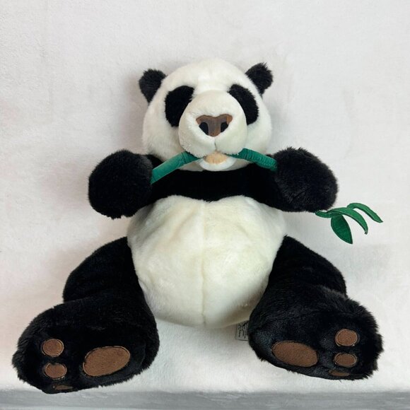 FAO Schwarz Toy Panda Eating Bamboo Medium Plush Stuffed Bear Black & White 14" - Picture 13 of 13